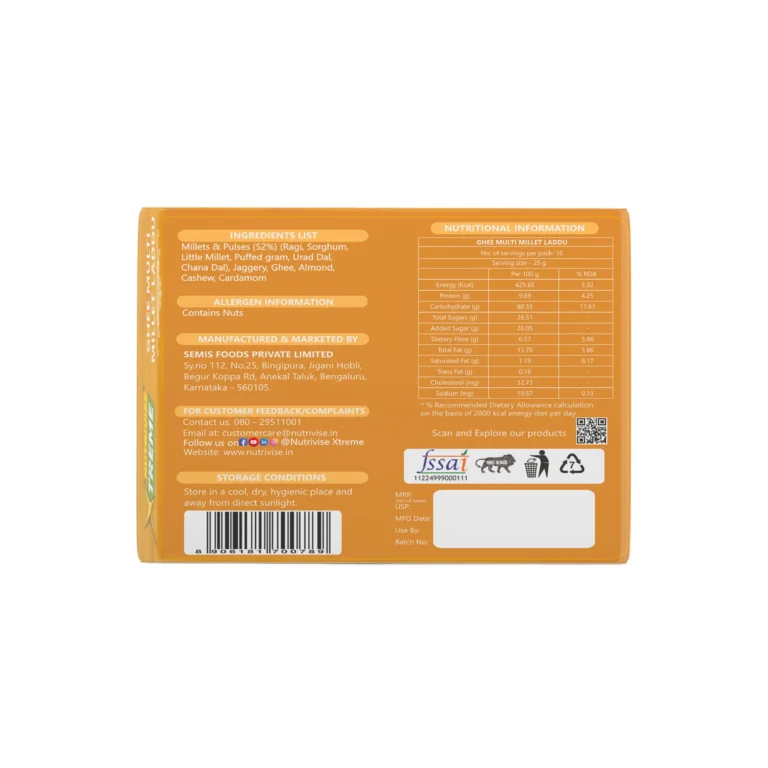 Ghee Multi Millet Laddu Nutrivise Xtreme Millet Products Back View